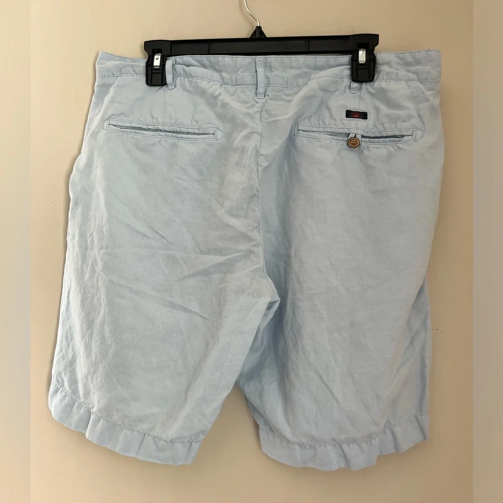 Faherty Malibu Linen Blend Shorts Men’s Sz 35 Light Blue Chino 9” Inseam (36x9)